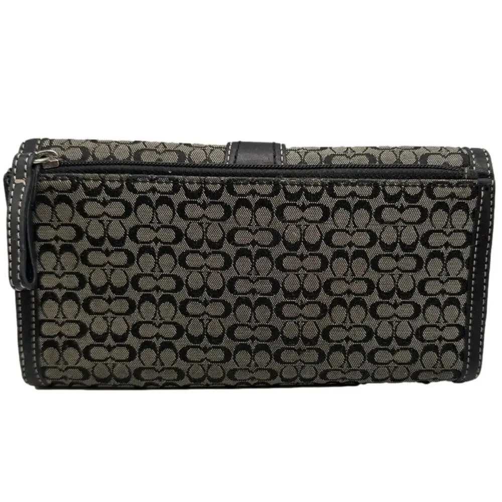 Vintage COACH y2k Soho Black  Gray Buckle Signature Canvas Wallet
